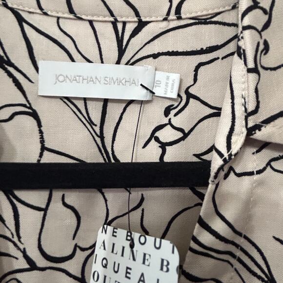 NEW Jonathan Simkhai Lee Linen Blend Midi Dress Painted Floral Size 10 Old Money - Picture 7 of 13